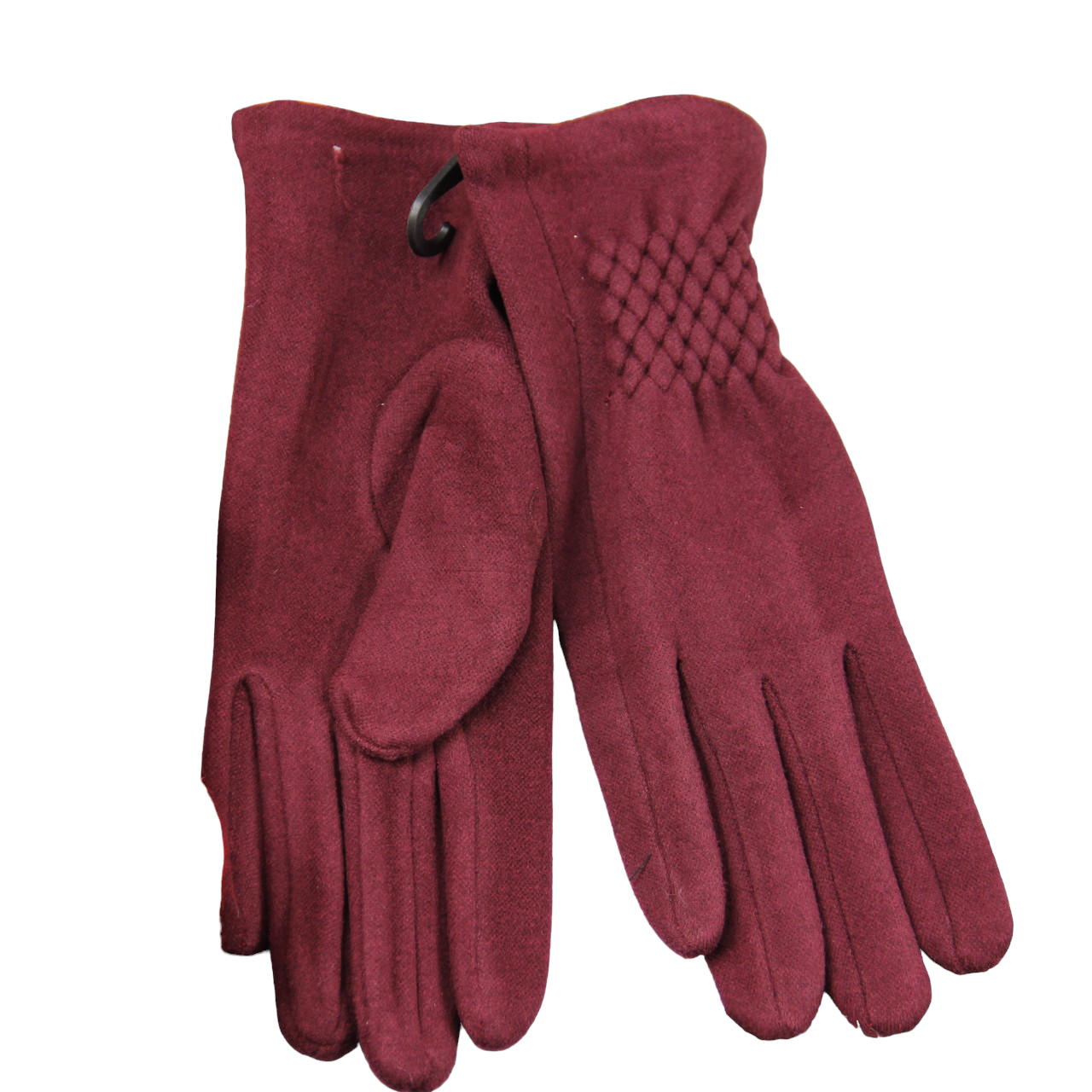 Перчатки женские велюровые с мехом с резиновой вставкой M Бордовый (34096)