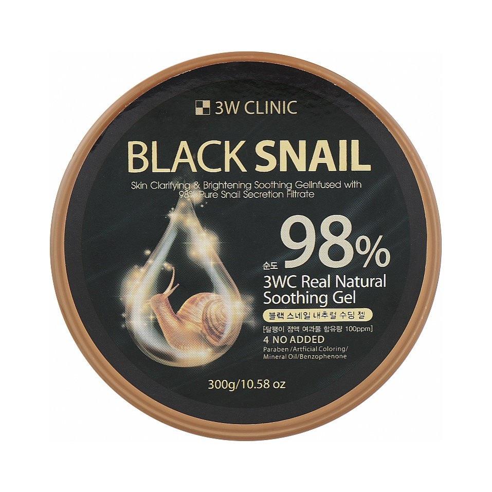 Гель многофункциональный 3W Clinic Муцин Черная улитка Black Snail Real Natural Soothing Gel 98% 300 мл (8809694290085)