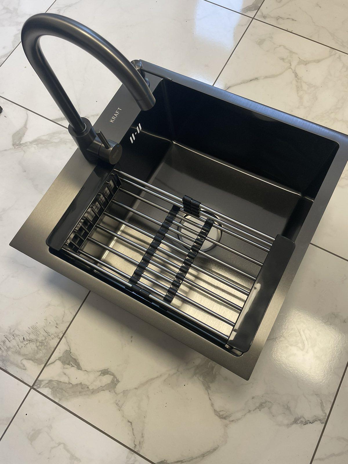 Мойка кухонная Kraft 5050 PVD Черный/кран для кухни Kraft из нержавеющей стали Черный - фото 4 Мойка кухонная Kraft 5050 PVD Черный/кран для кухни Kraft из нержавеющей стали Черный - фото 4