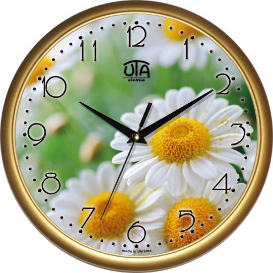 Часы настенные UTA Classic Ромашки 30x30 см Gold (118549)