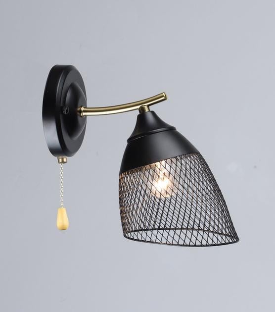 Бра настінне Valeso з мотузковим вимикачем на корпусі Е27 IP20 B K2264/1W BK+CO 60W Чорний/Мідний (28687831)