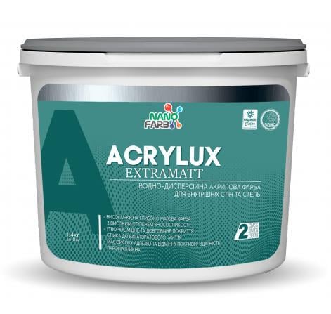 Краска интерьерная Nanofarb Acrylux матовая латексная 1,4 кг (4820198592622)