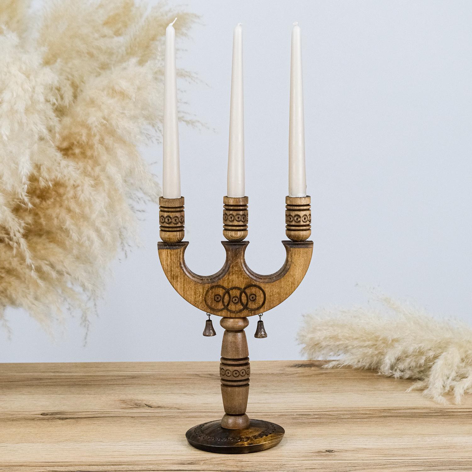 Подсвечник трех дерево 45 см (ПЛ-030)