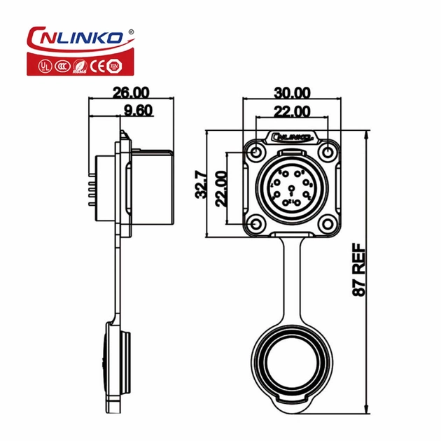 Герметичная розетка Cnlinko LP-20-J09SX-03-401 9 pin 5A 250V (57035) - фото 4 Герметичная розетка Cnlinko LP-20-J09SX-03-401 9 pin 5A 250V (57035) - фото 4