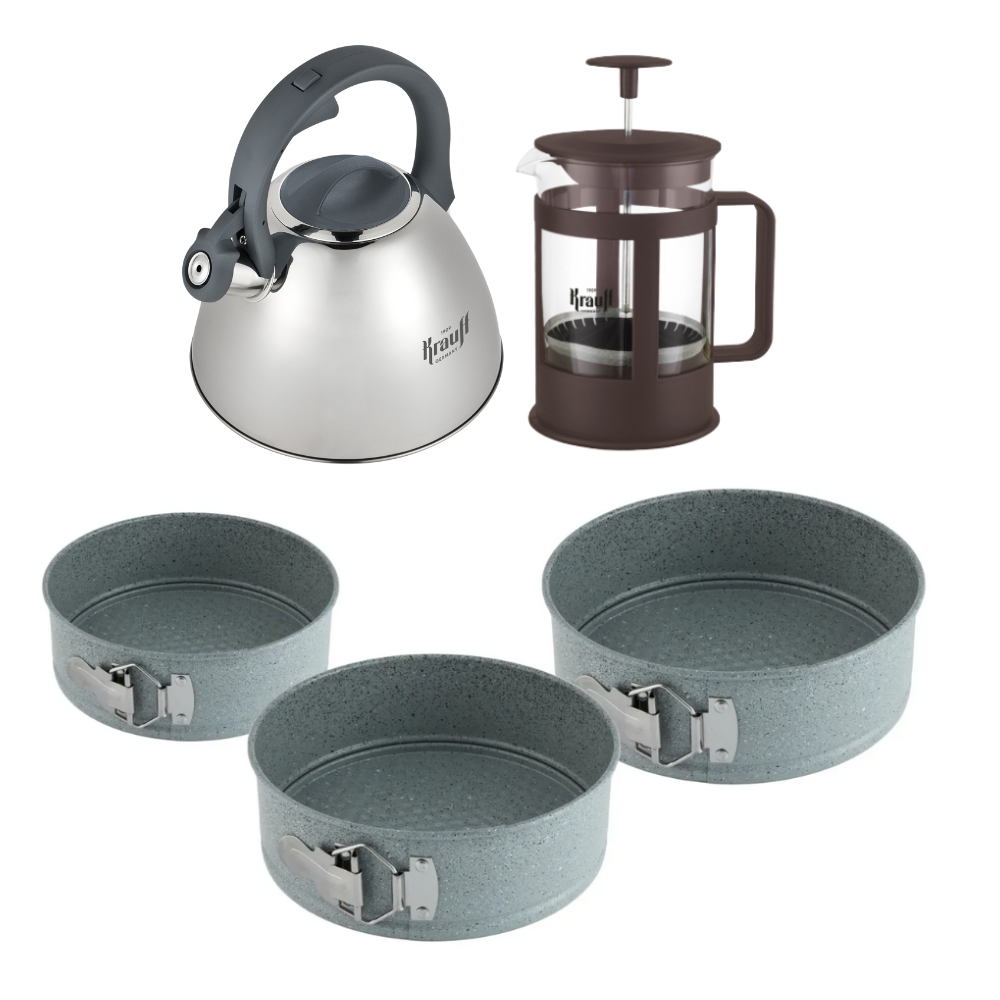Набір форм для випічки роз'ємних Krauff Smart Сhef з термокружкою та френч-пресом (55-333-636)