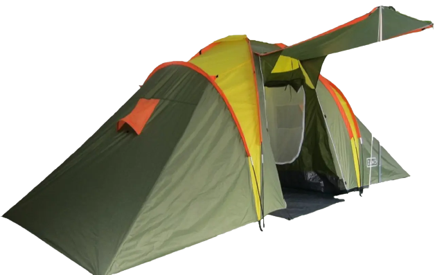 Туристическая палатка ZANO Crit 4A с тамбуром 4-х местная двухслойная Зеленая/Оливковая