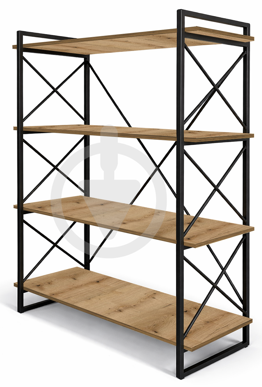 Стеллаж металлический Madison 122х40х140 см лофт ДСП Дуб Эвок/Черный Стеллаж металлический Madison 122х40х140 см лофт ДСП Дуб Эвок/Черный