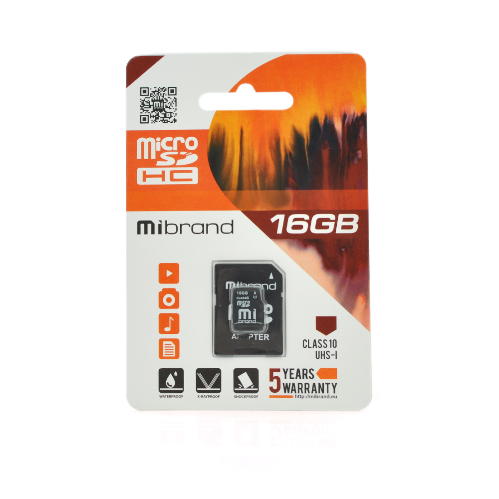 Карта памяти Mibrand microSDHC UHS-I Class 10 16 Гб (26301839)