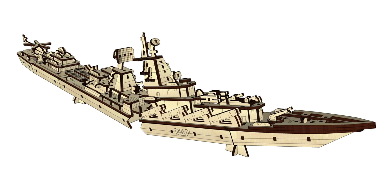 3D Пазл Pazly Руський воєнний корабль всьо дерев'яний 269 деталей (UPZ-007) - фото 5