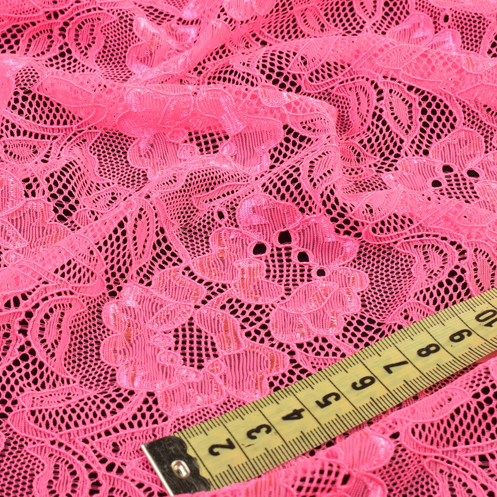 Тканина мереживне полотно стрейч квіти на сітці ширина 155 см Рожевий (11135.068) - фото 3 Тканина мереживне полотно стрейч квіти на сітці ширина 155 см Рожевий (11135.068) - фото 3