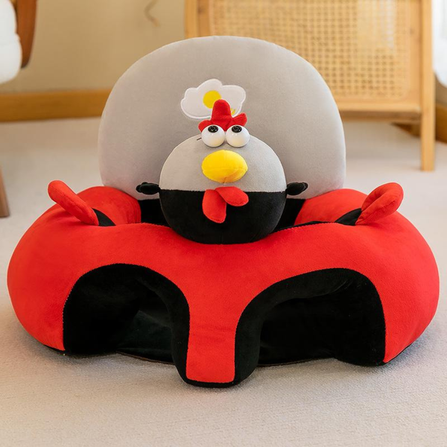 Кресло-бустер мягкое плюшевое с бортиками для детей в форме Цыпленка Красно-черный (280046) Кресло-бустер мягкое плюшевое с бортиками для детей в форме Цыпленка Красно-черный (280046)