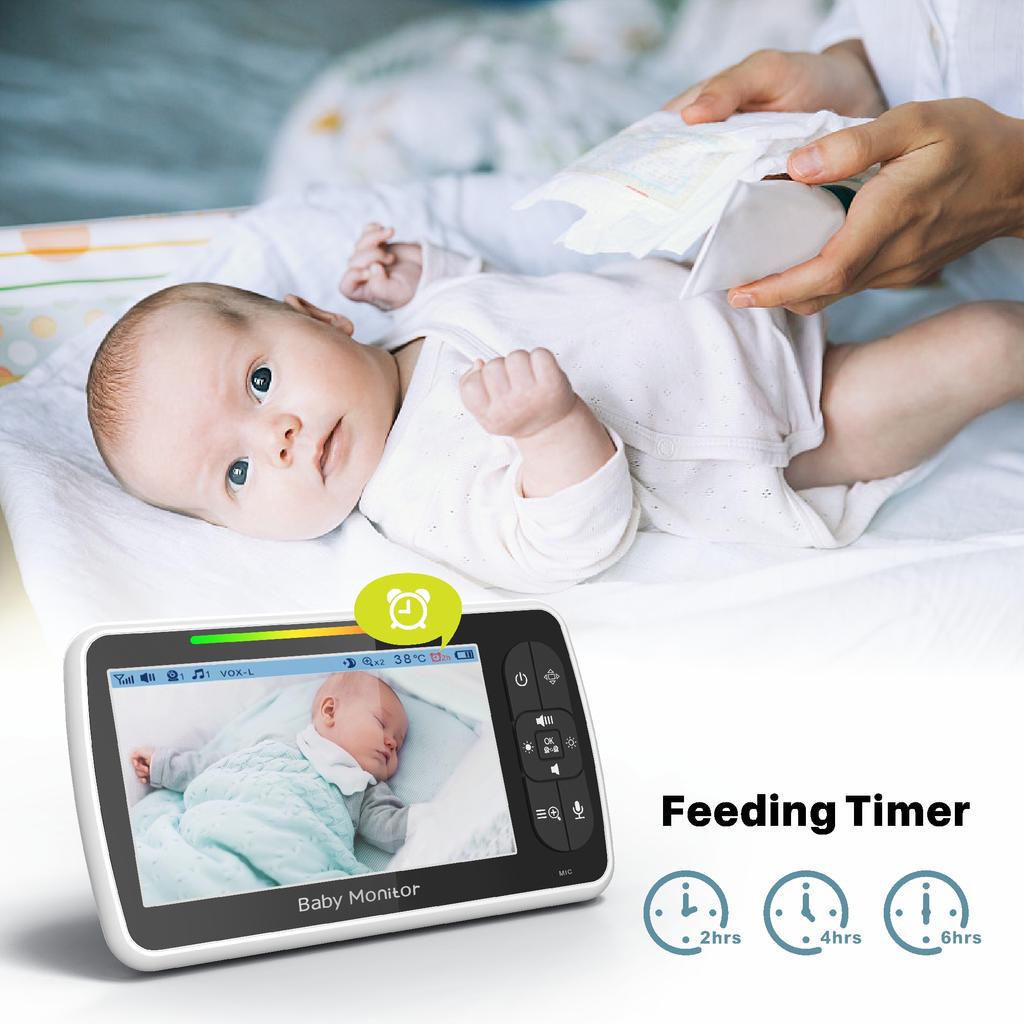 Відеоняня Baby Monitor SM-650 з 5-дюймовим ЖК-монітором датчиком звуку/нічне бачення/ бездротова/ поворотна радіоняня з портативним дисплеєм та вимірюванням температури - фото 10