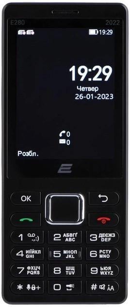Мобильный телефон кнопочный 2E E280 2022 Dual Sim Черный (688130245210)