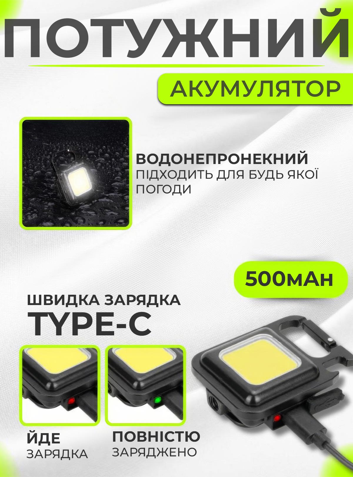 Фонарик OnePro 9628 аккумуляторный карманный на 500 mAh с магнитом и карабином Черный (64999) - фото 3