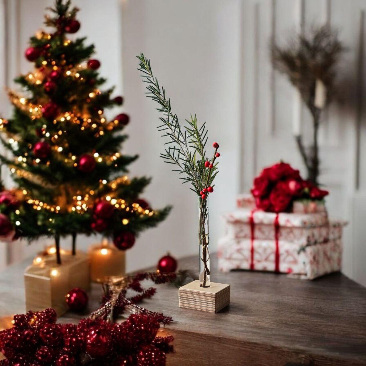 Ваза деревянная с цветными колбами - фото 2 Ваза деревянная с цветными колбами - фото 2