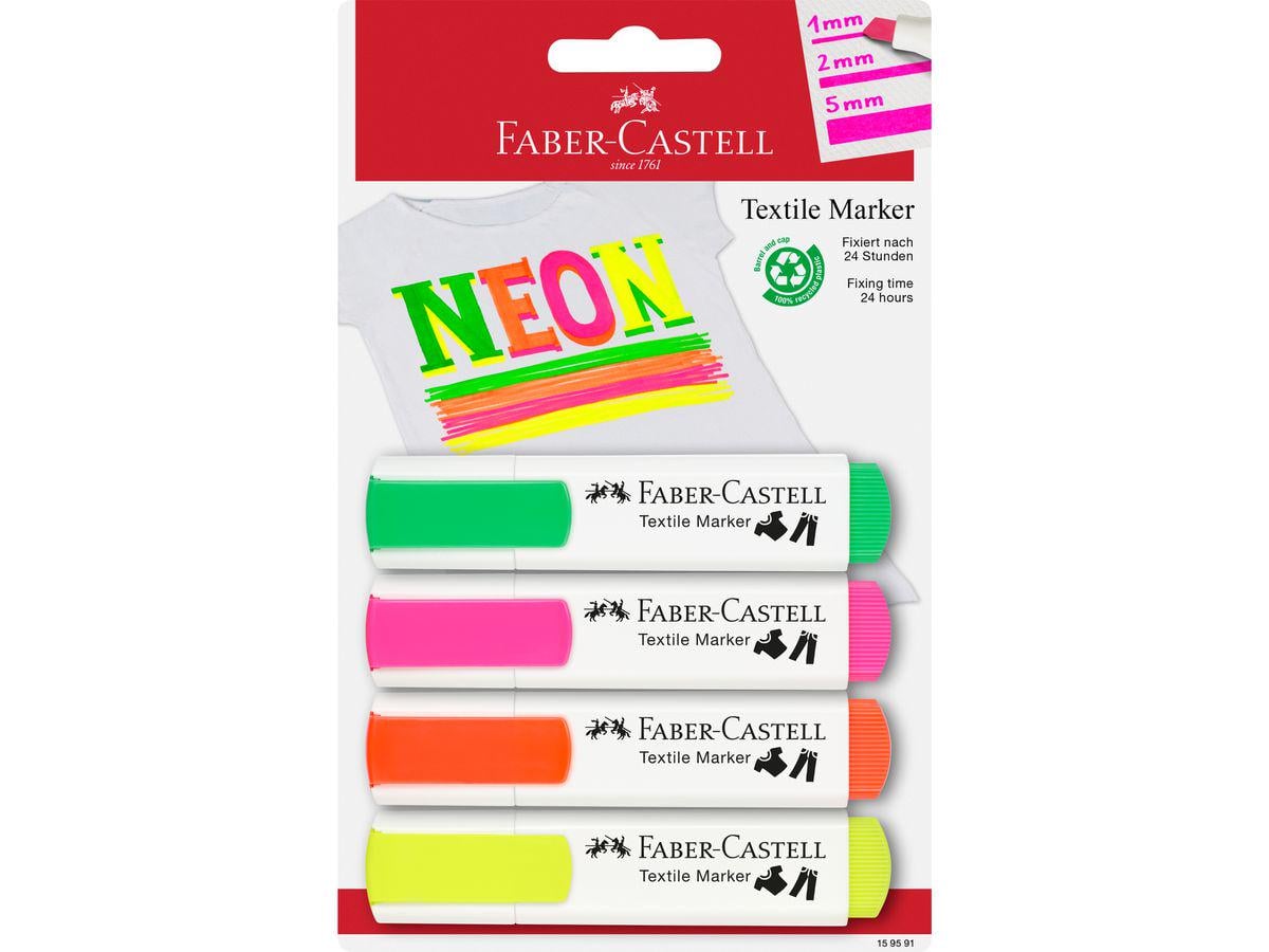 Маркер по ткани Faber-Castell NEON 4 цвета 1-5 мм (159591) Маркер по ткани Faber-Castell NEON 4 цвета 1-5 мм (159591)