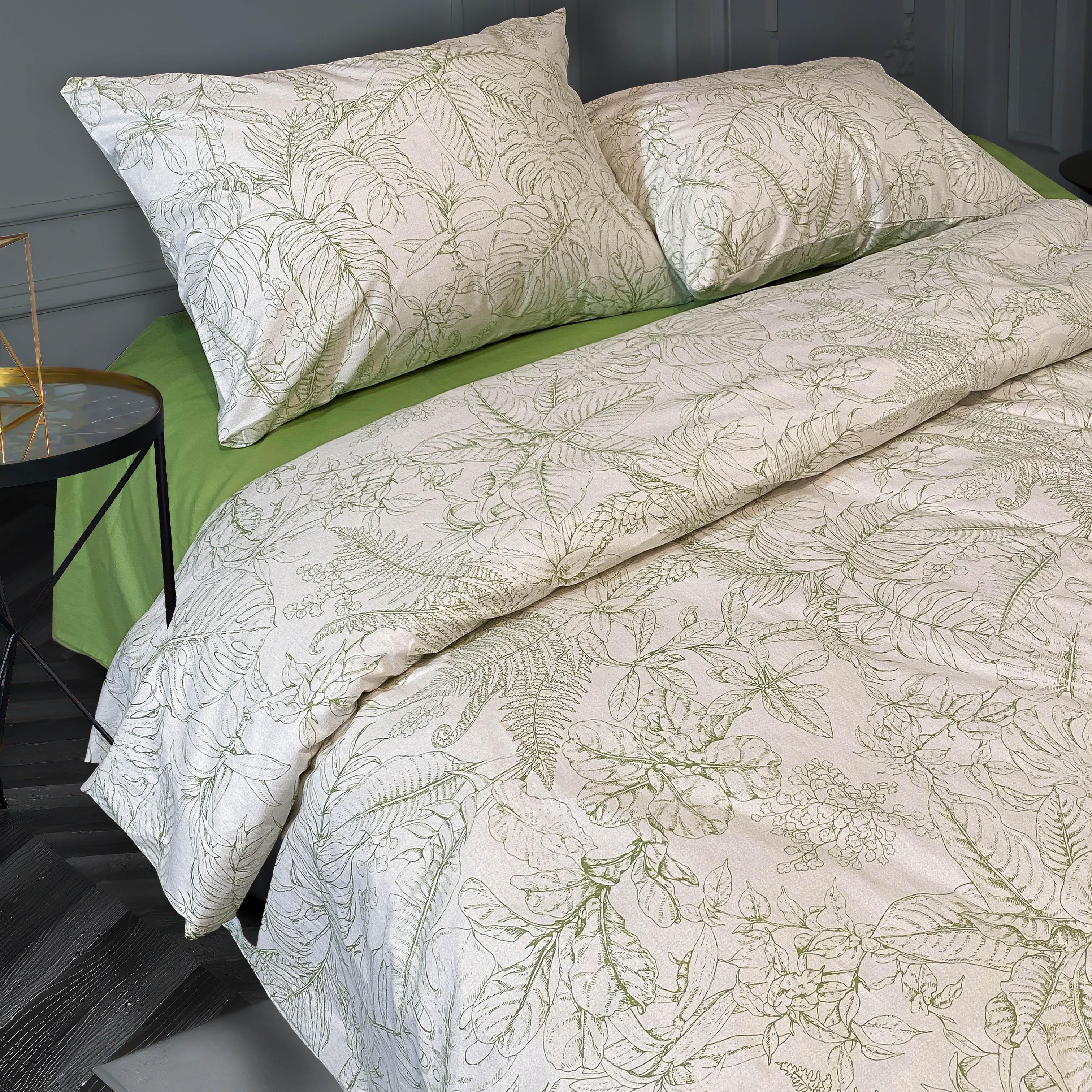 Комплект постельного белья Zastelli Горизонты 2009/15-0336 Herbal Garden сатин полуторный 145х210 см Зеленый (21869)
