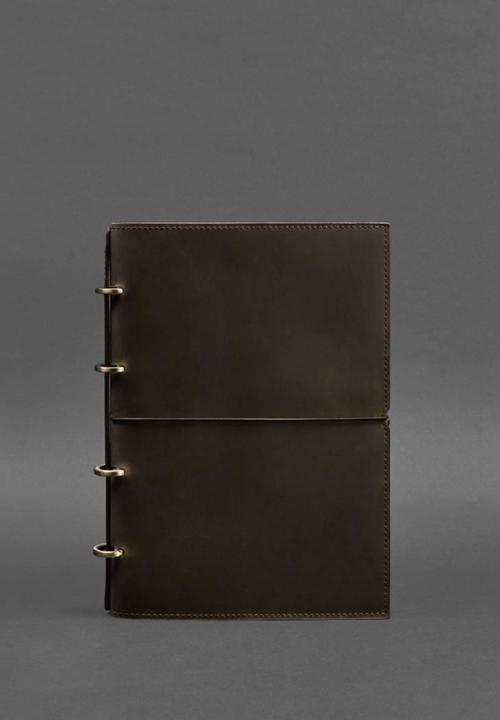 Блокнот кожаный Софт-бук 9.0 Crazy Horse А4 на кольцах в мягкой обложке Темно-коричневый (A-027503) - фото 7