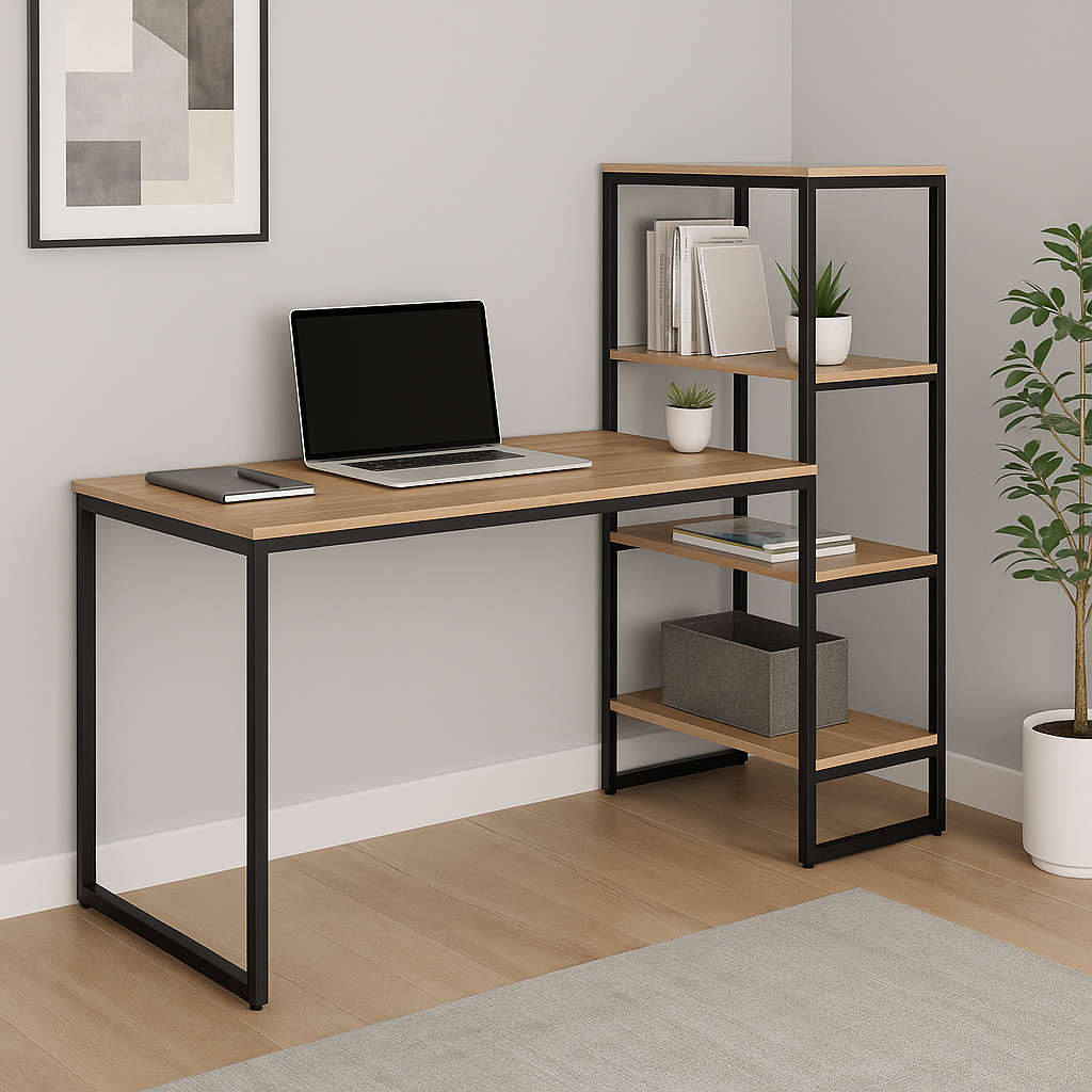 Стол письменный с этажеркой в стиле лофт EcoLoft (IN-2756)