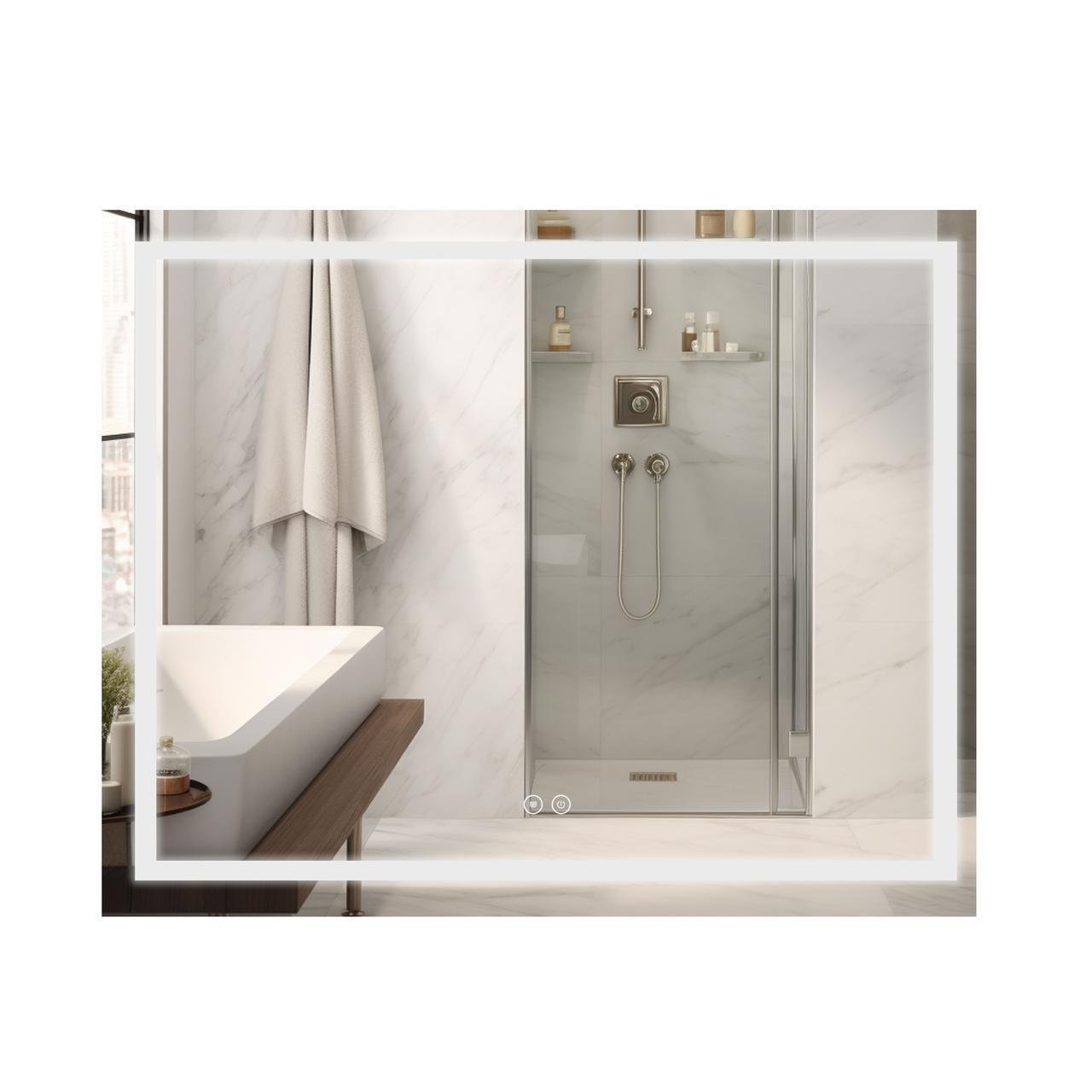 Дзеркало для ванної кімнати Qtap Mideya DC-F614 LED-підсвічування Touch/антизапотівання/годинник/димер/регулювання яскравості 1000х800 мм