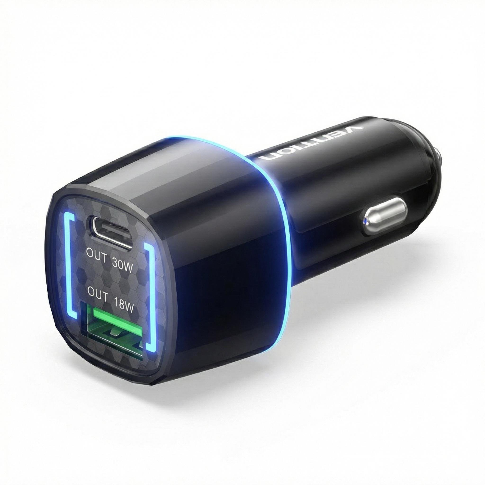 Зарядное устройство для автомобильного Vention 48 Вт USB-C USB-A Черный (FFRB0)