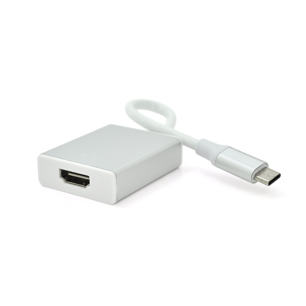 Конвертер Type-C HDMI USB-C на HDMI 4K 10 см Сріблястий (26301603)