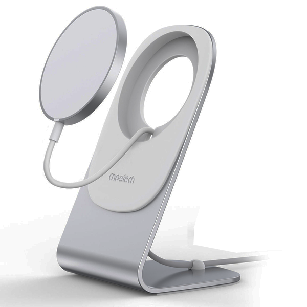 Зарядний пристрій бездротовий Choetech MagSafe Qi магнітний з алюмінієвою підставкою 15 Вт (H047)