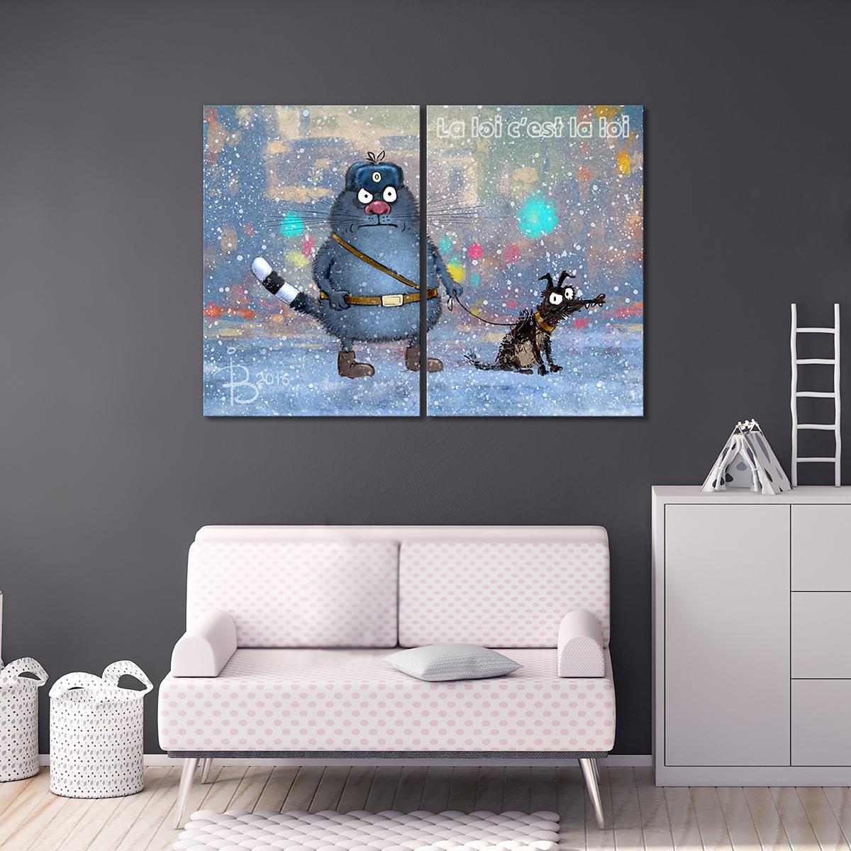 Модульная картина На страже закона 2 модуля 90x135 см