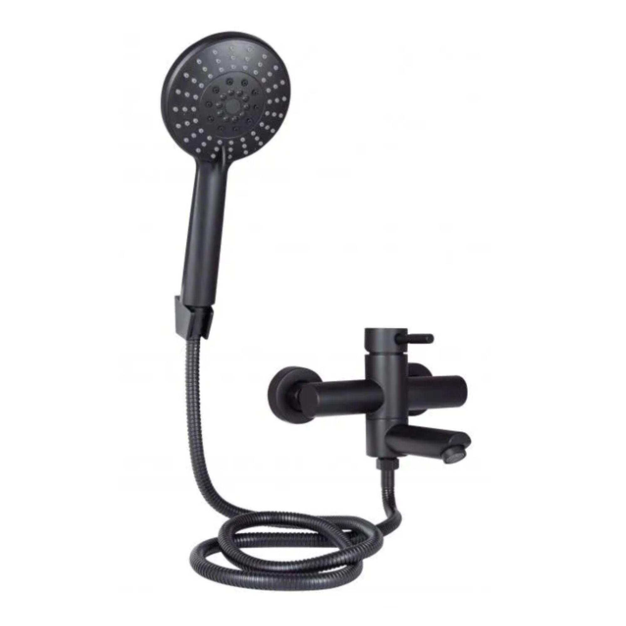 Змішувач для ванни Lidz Aria 006 з поворотним виливом з душовим гарнітуром k35 Black (LDARI006BLA43369)