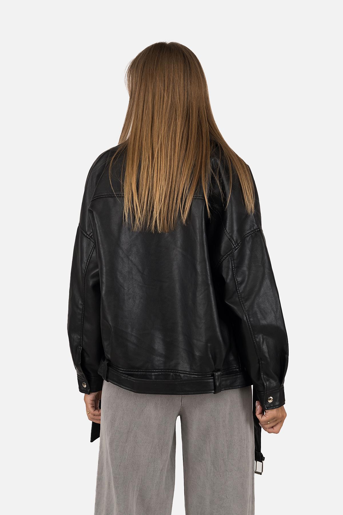 Куртка косуха женская р. 42 Черный (SKT001009744) - фото 4 Куртка косуха женская р. 42 Черный (SKT001009744) - фото 4