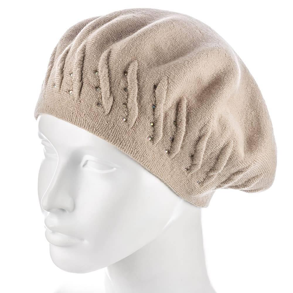 Берет женский Zolly ZH198 двойной тонкой вязки Бежевый