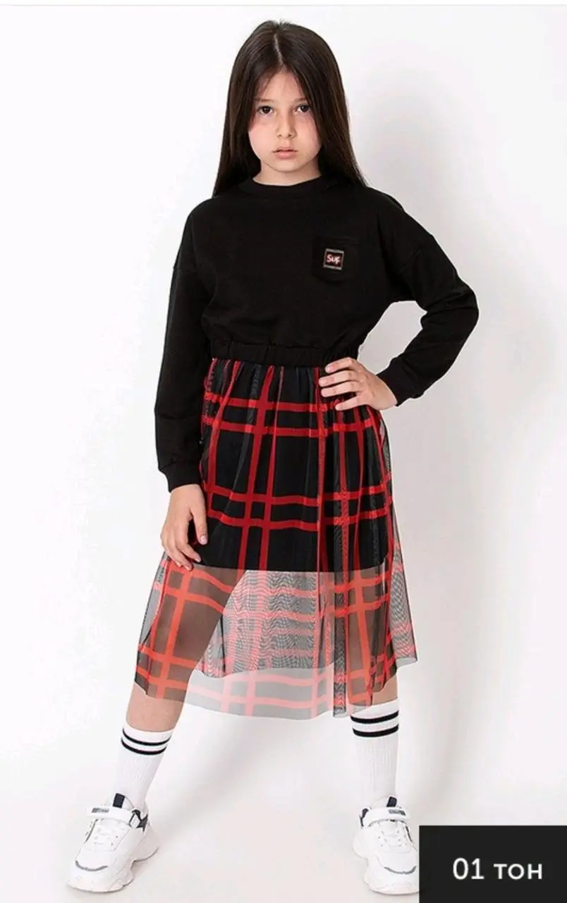 Сукня трикотажна дитяча Mevis шкільна/повсякденна 134 см Чорний (0479)