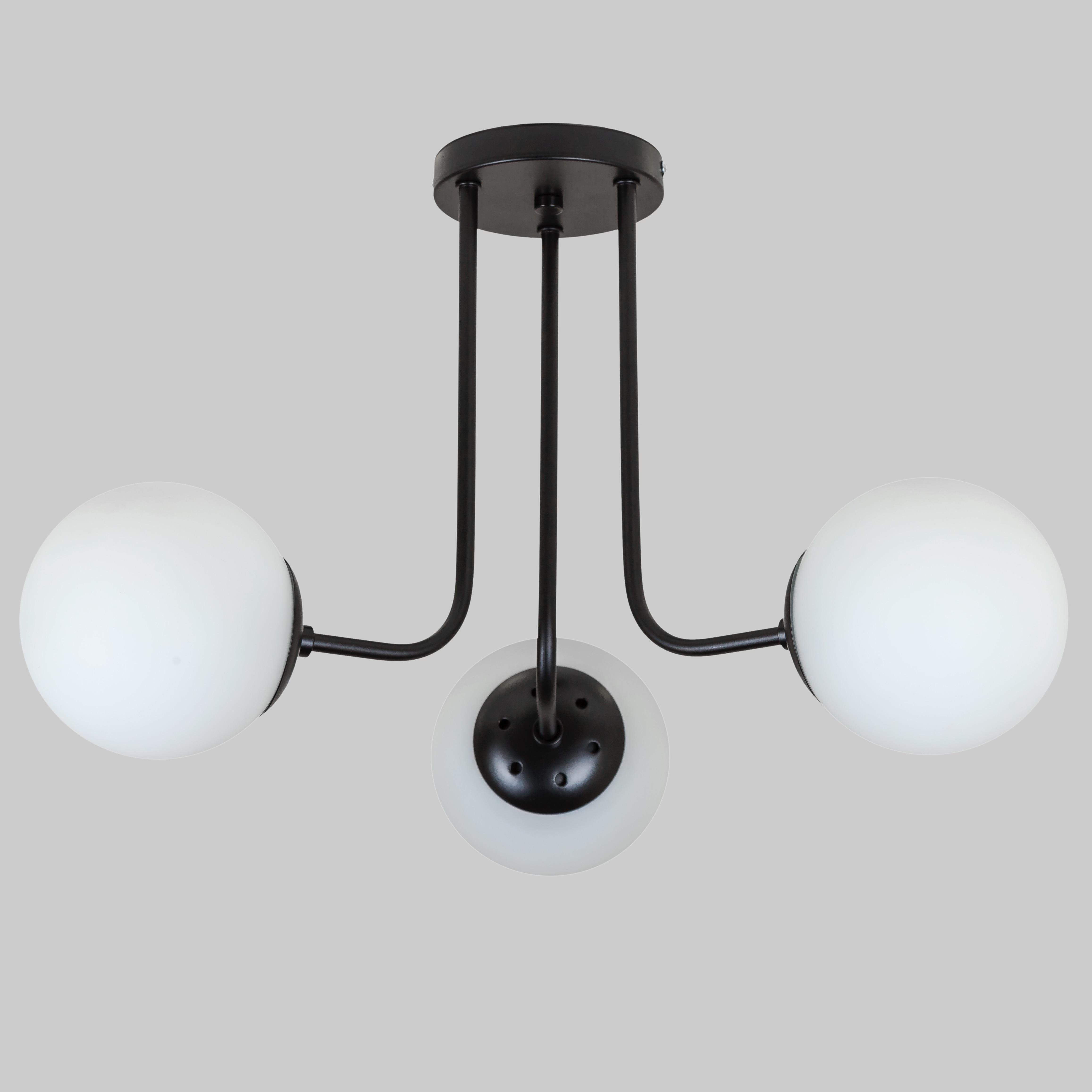 Люстра потолочная Triple Glow с 3 плафонами-шарами Черный/Белый (52-9908-3 BK+WH)