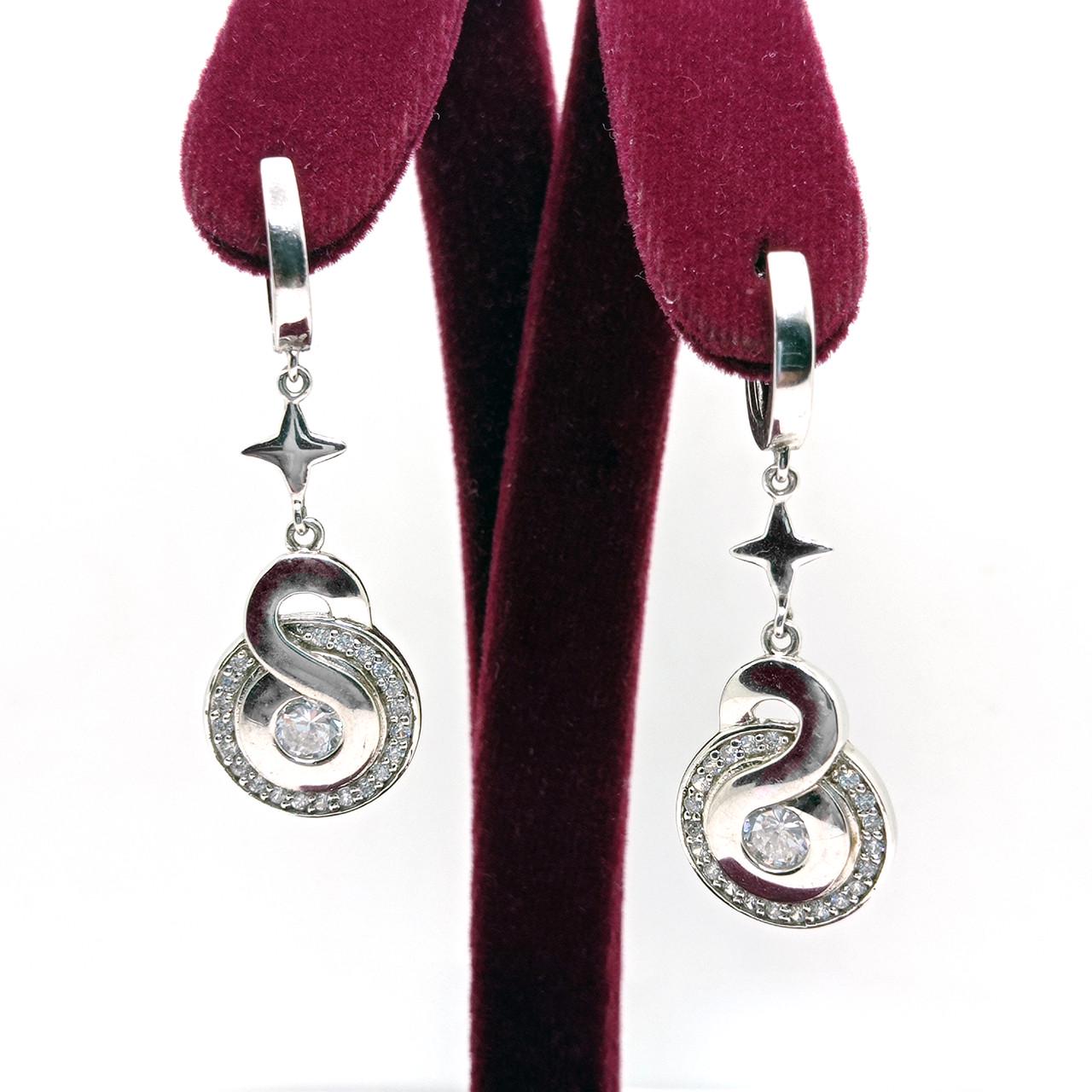 Серьги висячие серебро родий 925° 6,86 г (С-384)