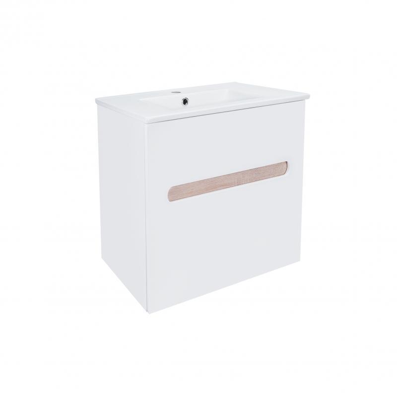 Комплект Qtap Virgo 600х580х437 мм тумба подвесная и раковина врезная White/Whitish oak (QT1872TPА6013060CW)