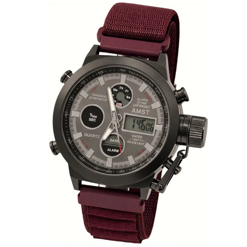 Годинник чоловічий спортивний водостійкий тактичний AMST Mountain Bordo 2 ремінці (29092) Годинник чоловічий спортивний водостійкий тактичний AMST Mountain Bordo 2 ремінці (29092)
