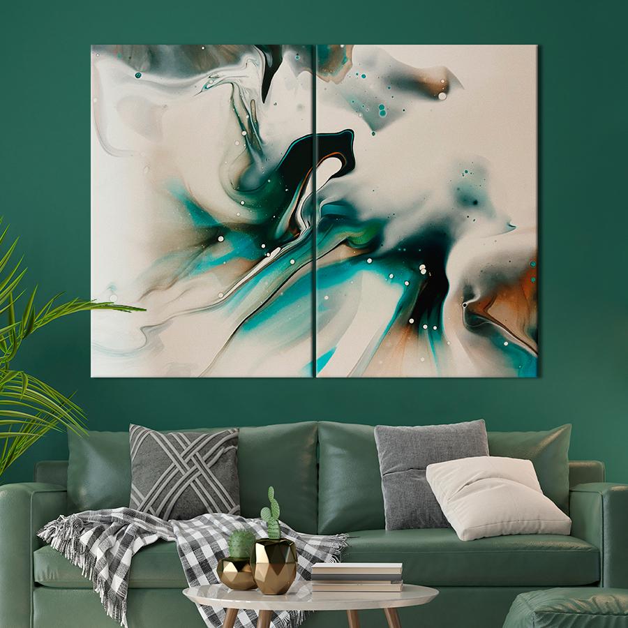 Картина абстракция Мраморная текстура бирюзовая волна 165x122 см (A925-2)