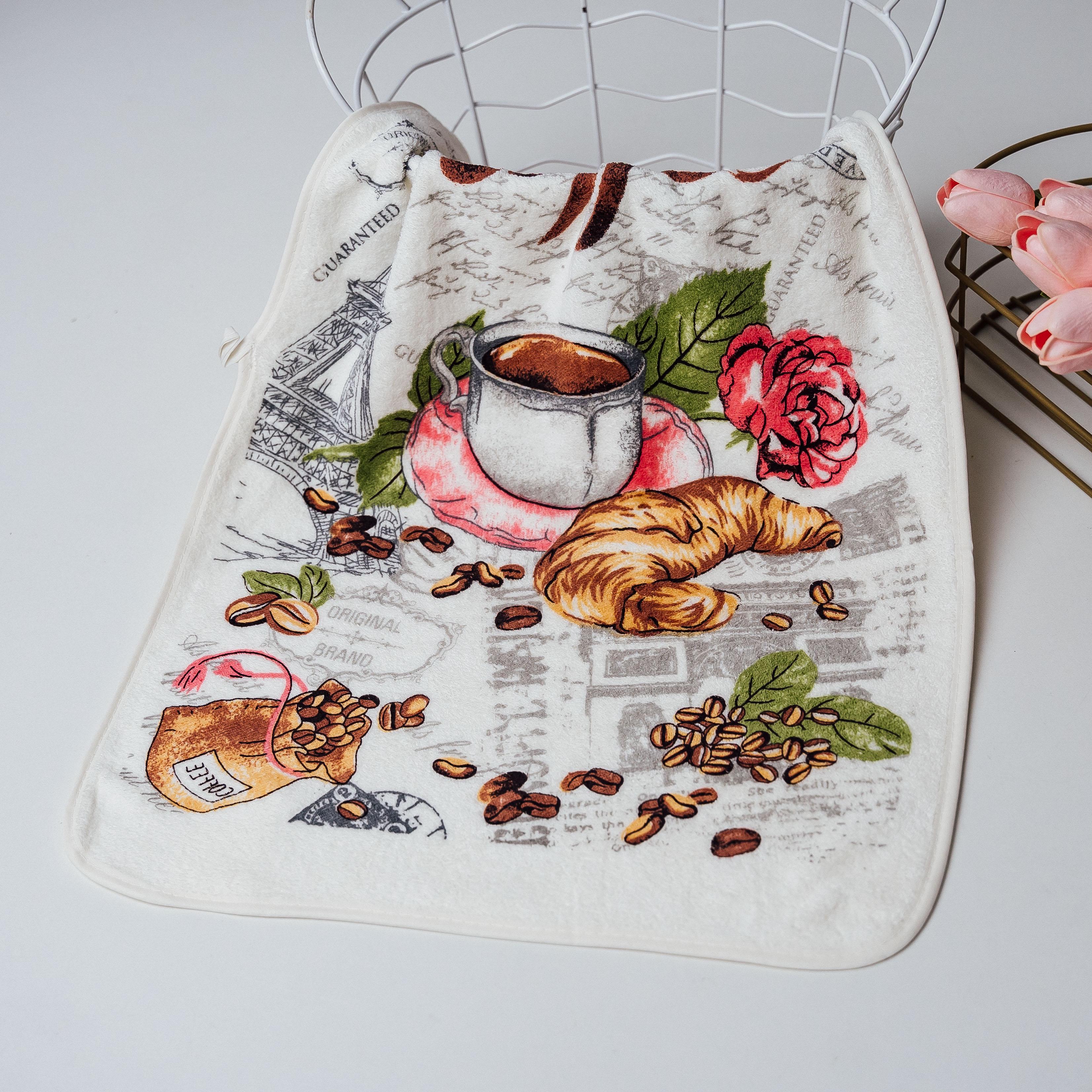 Полотенце кухонное Завтрак в Кофейне 35х75 см Светло-розовый (87204)