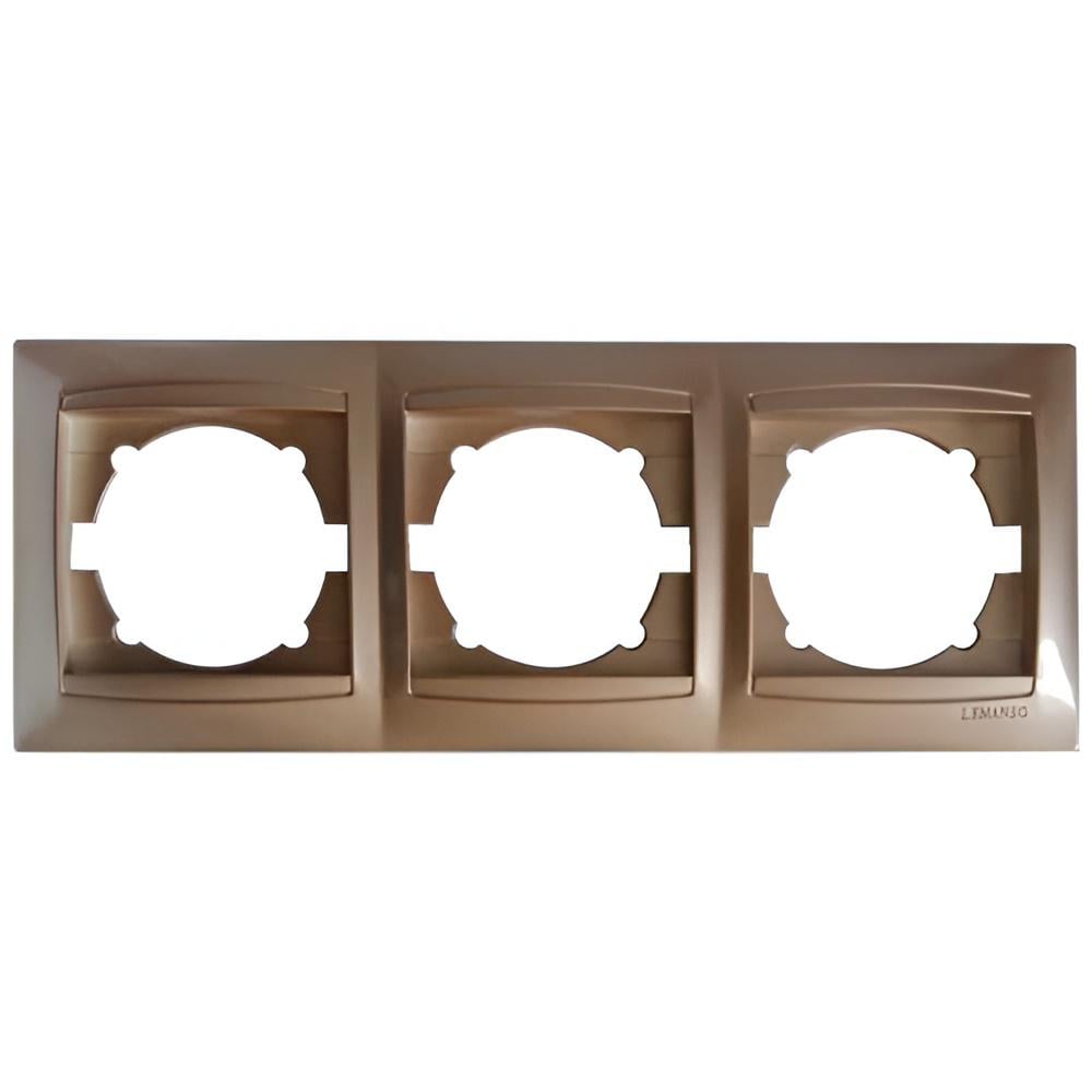 Рамка 3-постовая Lemanso Сакура горизонтальная Золотой (LMR1212)