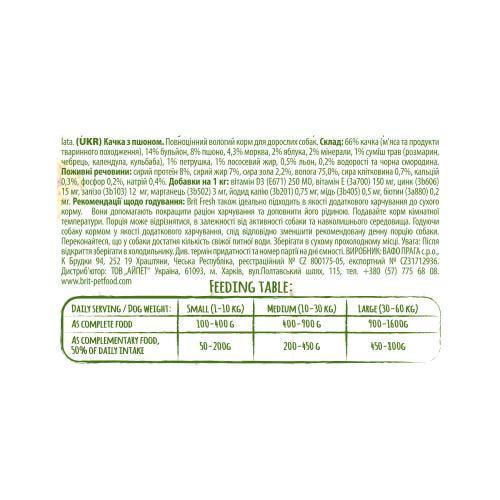 Корм консервированный для собак Brit Fresh Duck/Millet с уткой и пшеном 400 г - фото 4