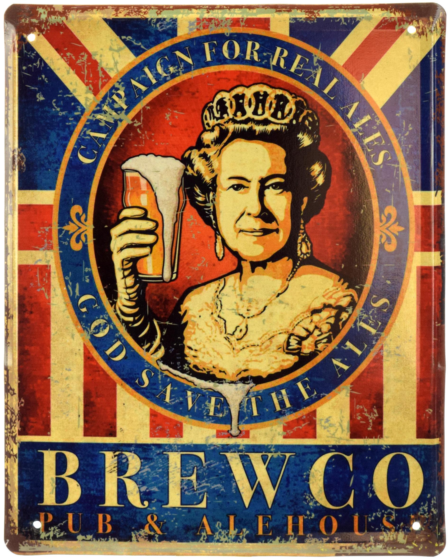 Табличка металлическая Brewco C Елизаветой II 24x30 см