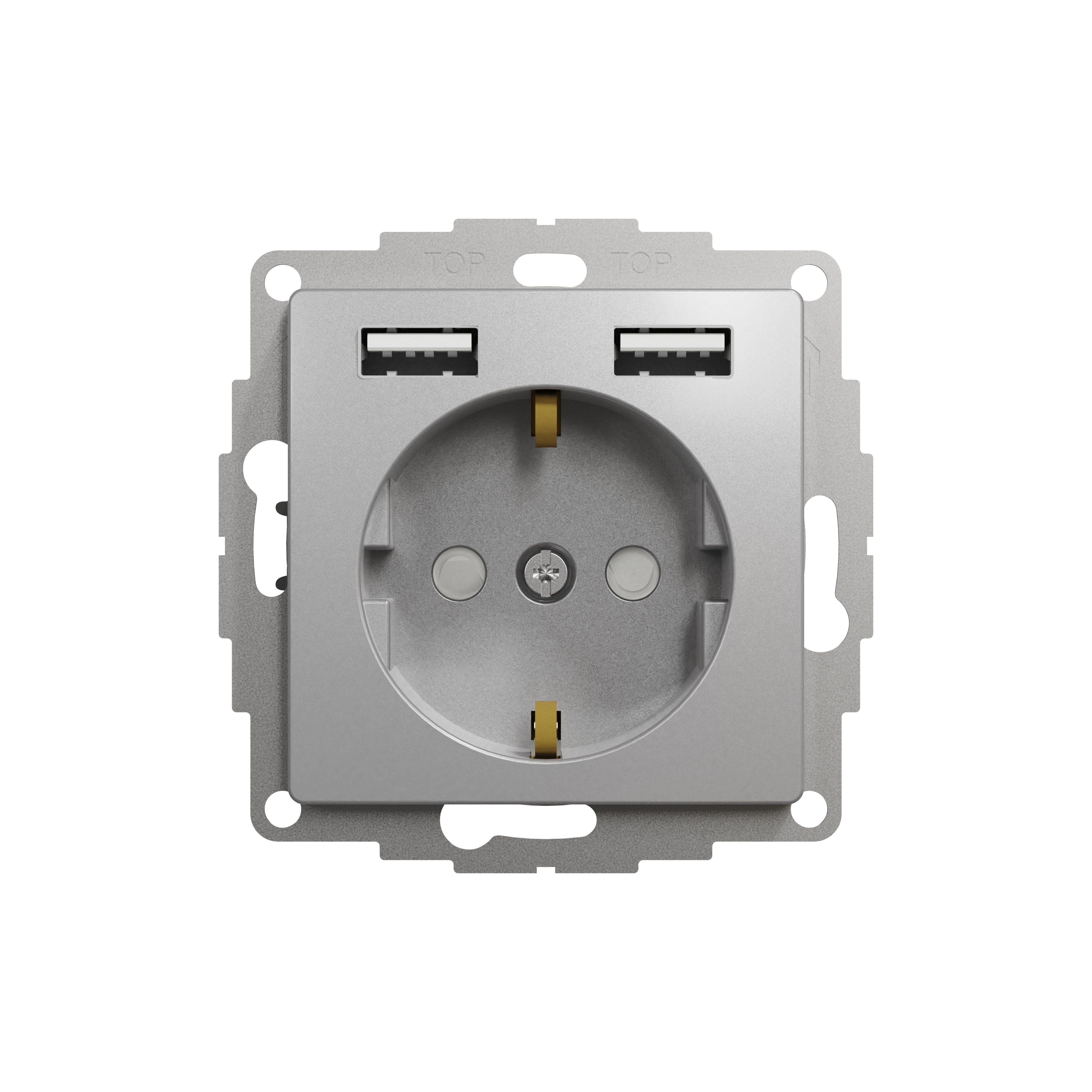 Розетка Schneider Electric Sedna Design 2 USB с заземлением Алюминий (SDD113052)