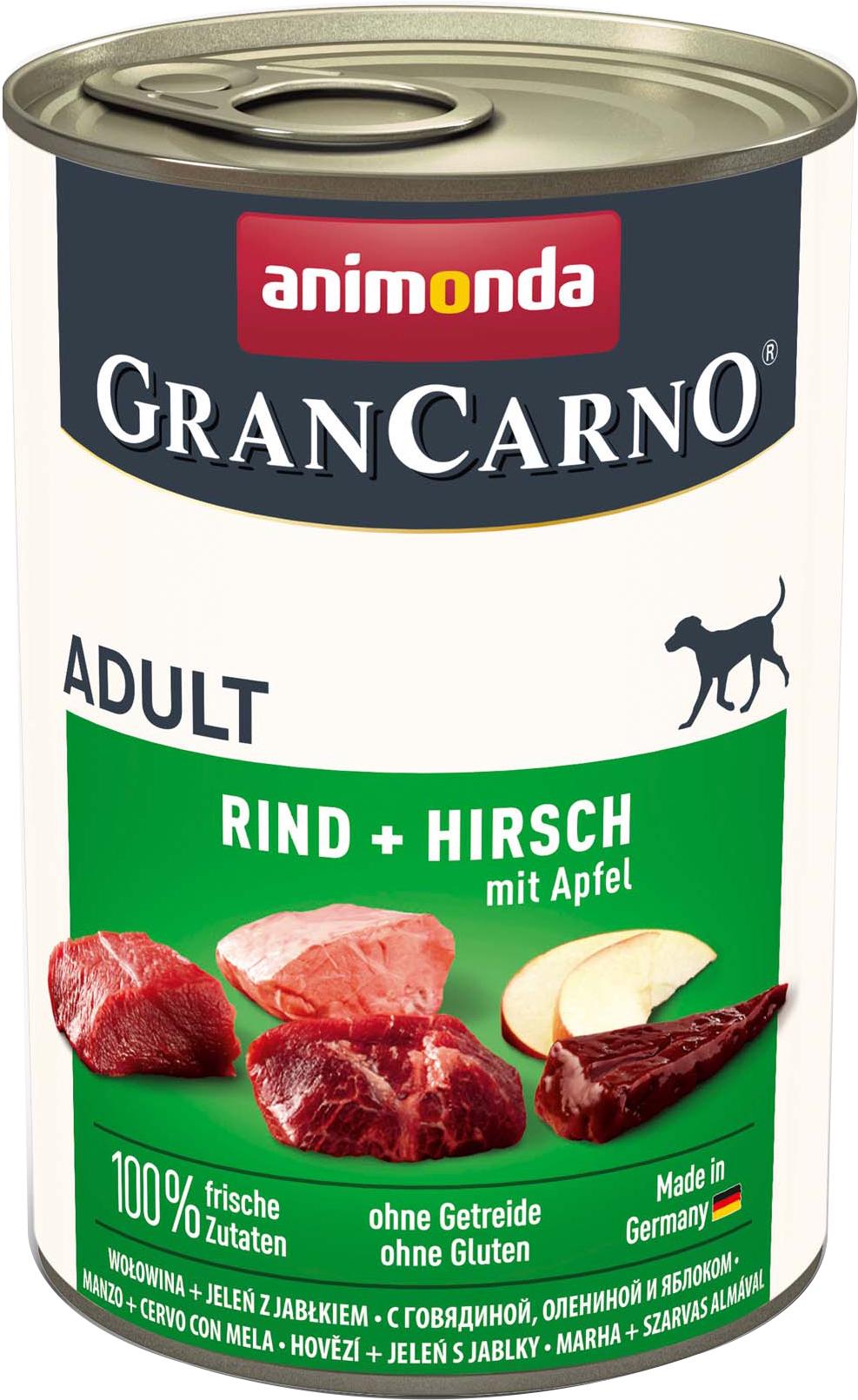 Корм влажный для собак Animonda Gran Carno Beef/Deer with Apple с говядиной/олениной/яблоком 400 г (4017721827539)