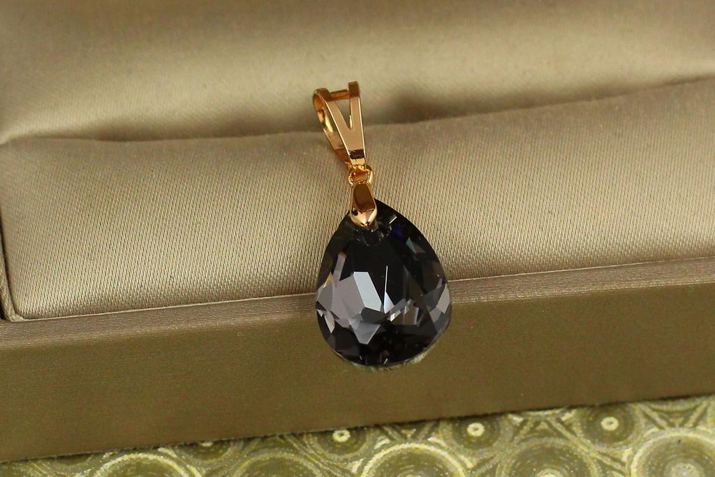 Кулон Xuping Jewelry Велика крапля із чорним каменем Сваровські 1,9 см Золотистий (31951377)