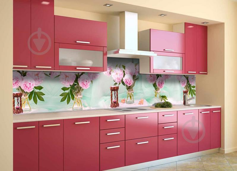 Скинали на кухню Zatarga «Пышные Розовые Пионы» 650х2500 мм виниловая 3Д наклейка кухонный фартук Z180694/1