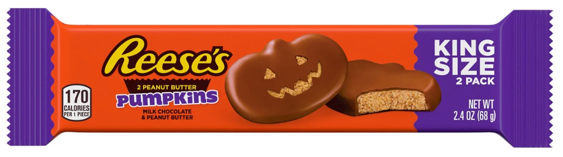 Конфета шоколадная Reese's Milk Chocolate King Size Peanut Butter Pumpkins Halloween Candy 68 г (2359538650)