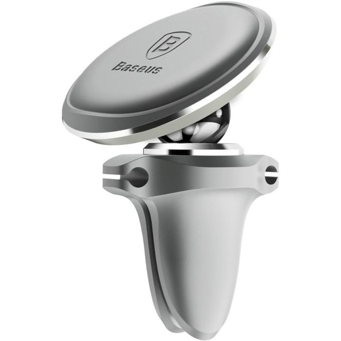 Держатель для смартфона в авто BASEUS Magnetic Air Vent Car Mount Holder с держателем кабеля Silver