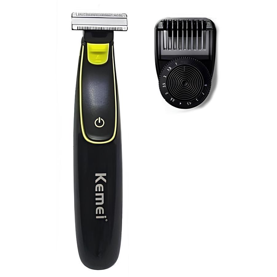 Электробритва аккумуляторная Kemei KM-661 для влажного и сухого бритья Black/Green