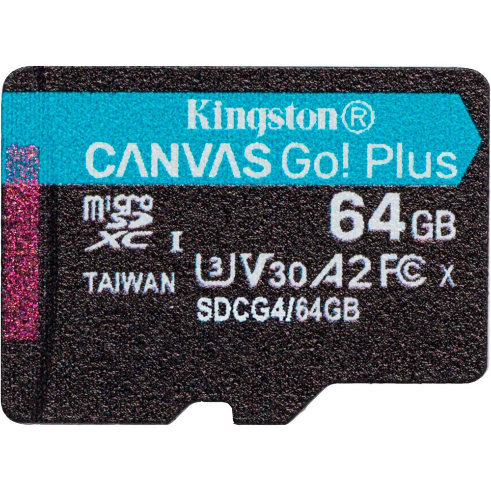 Карта памяти Kingston Canvas Go! Plus microSD 64 ГБ U3 V30 A2 для экшн-камер и дронов (SDCG4/64GBSP)