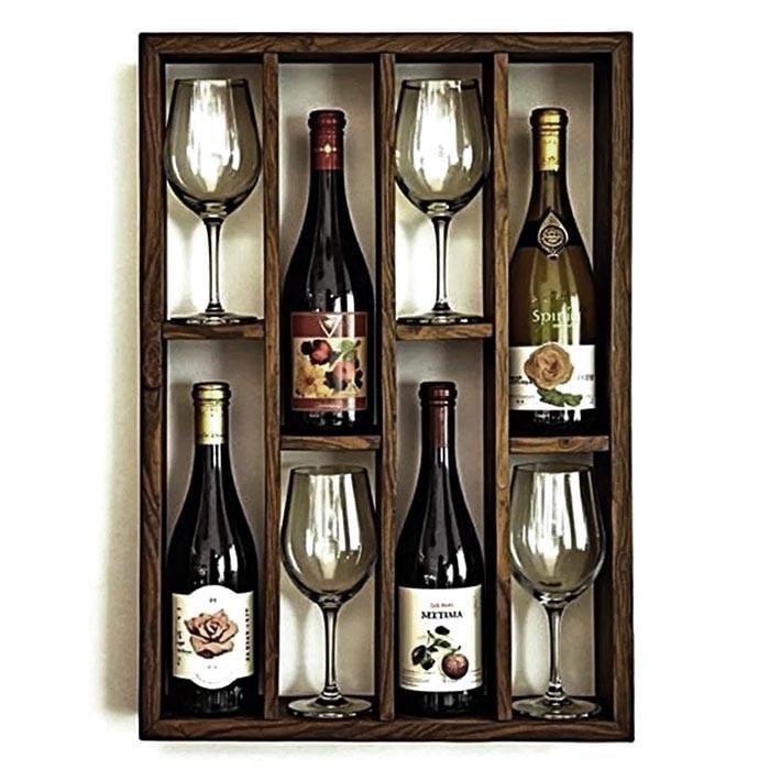 Полка для вина настенная из дерева Фукуока Капучино (ПНК-000909)